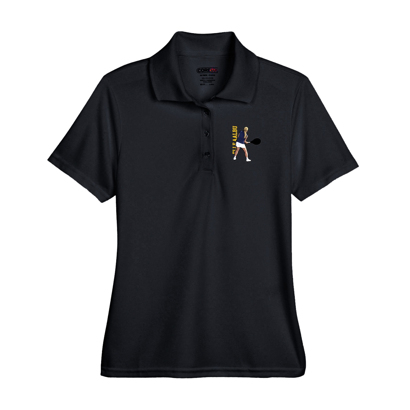 Performance Polo — Name Vertical in Black