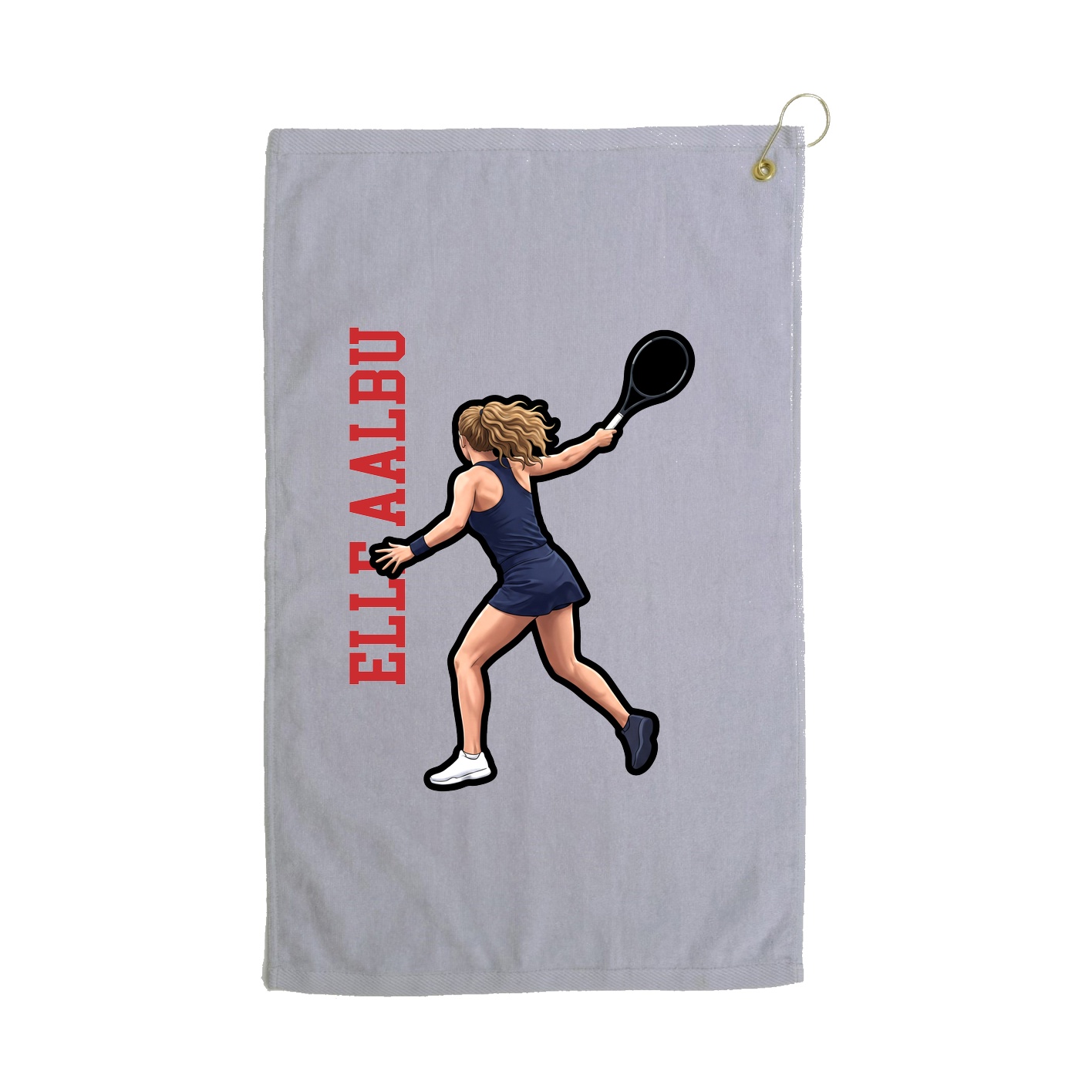 Golf Towel — Name Vertical in Grey