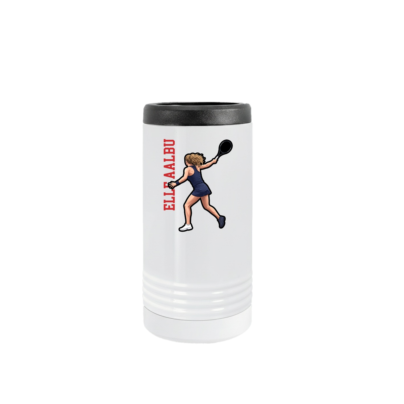 Slim Beverage Holder — Name Vertical in White