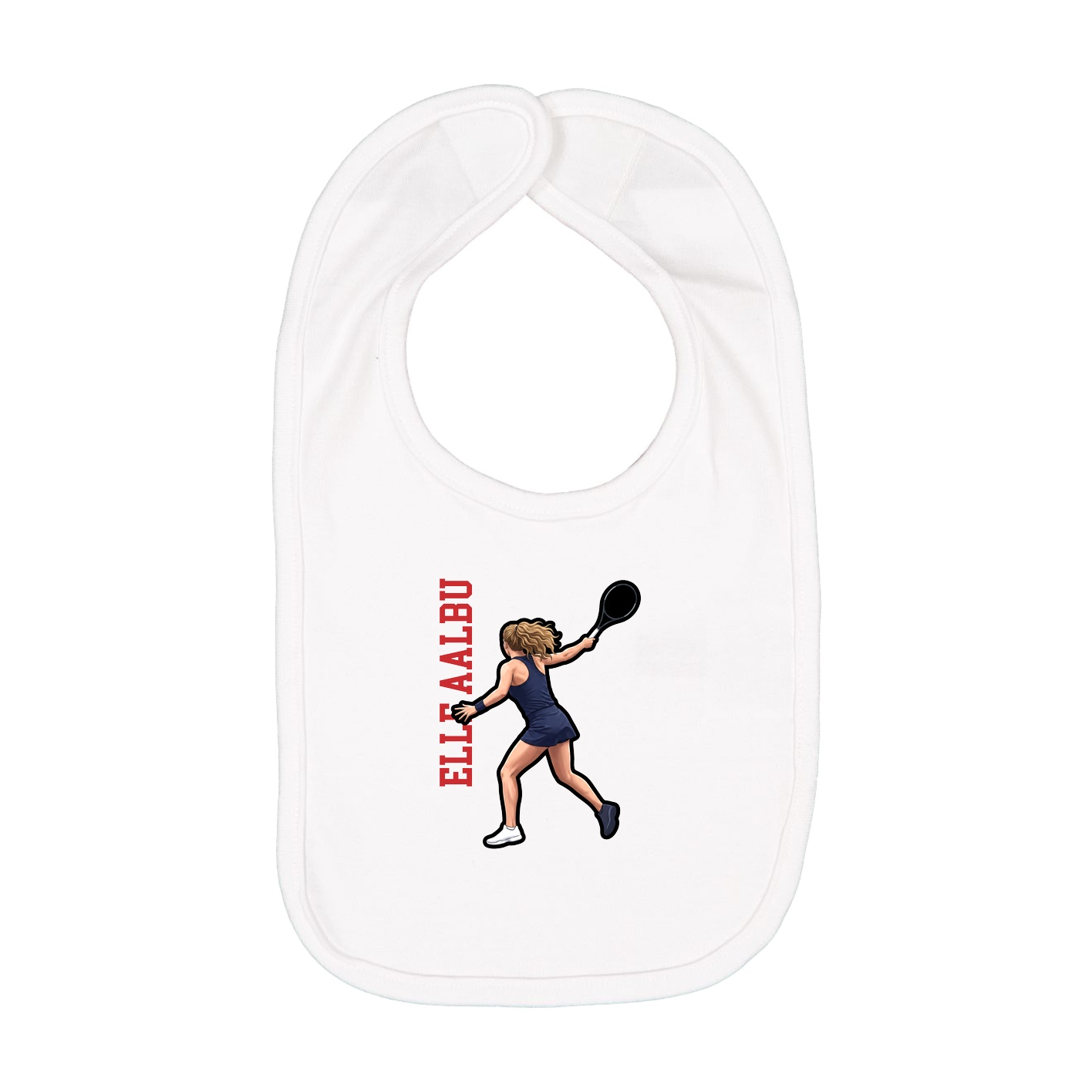 Infant Bib — Name Vertical in White