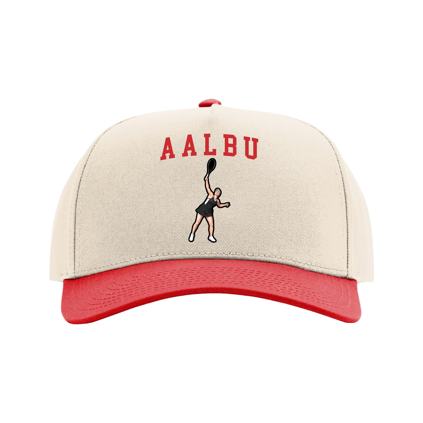 Full Fabric Five-Panel Champ Cap — Shirsey in Cream/Red