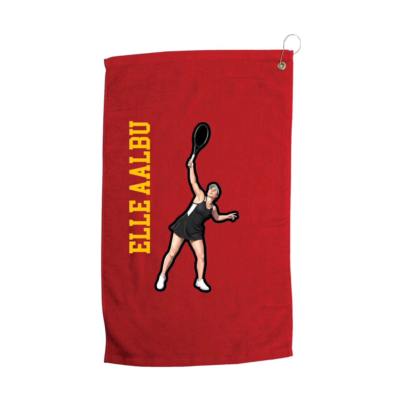 Golf Towel — Name Vertical in Red