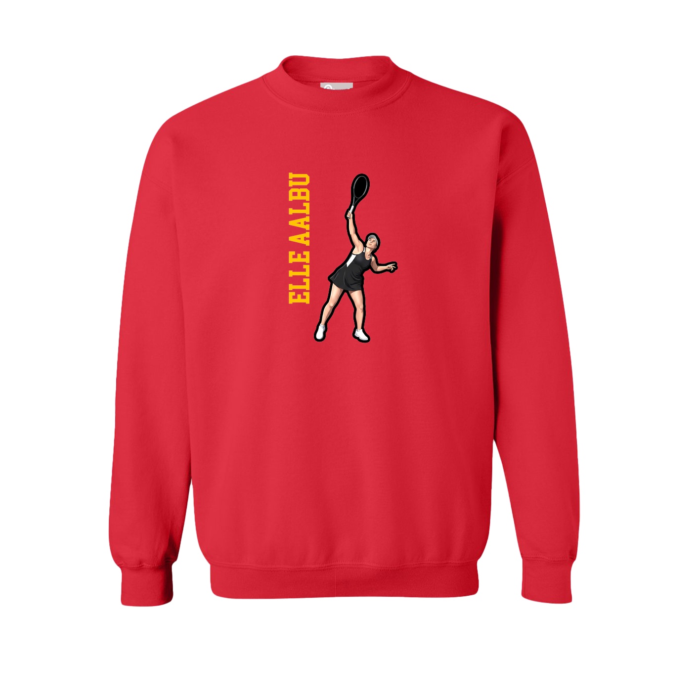 Fleece Crew — Name Vertical in Red