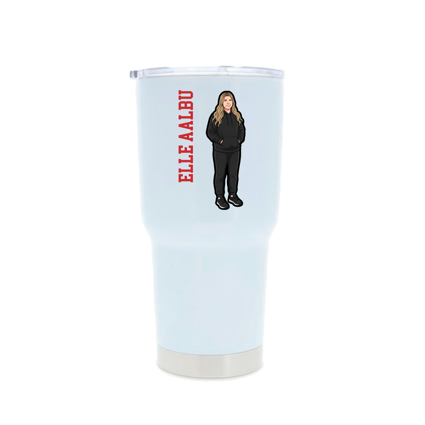 30oz Stainless Steel Tumbler — Name Vertical in White