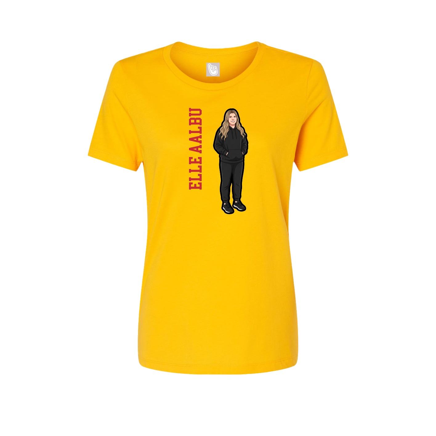 Womens Tee — Name Vertical in Gold