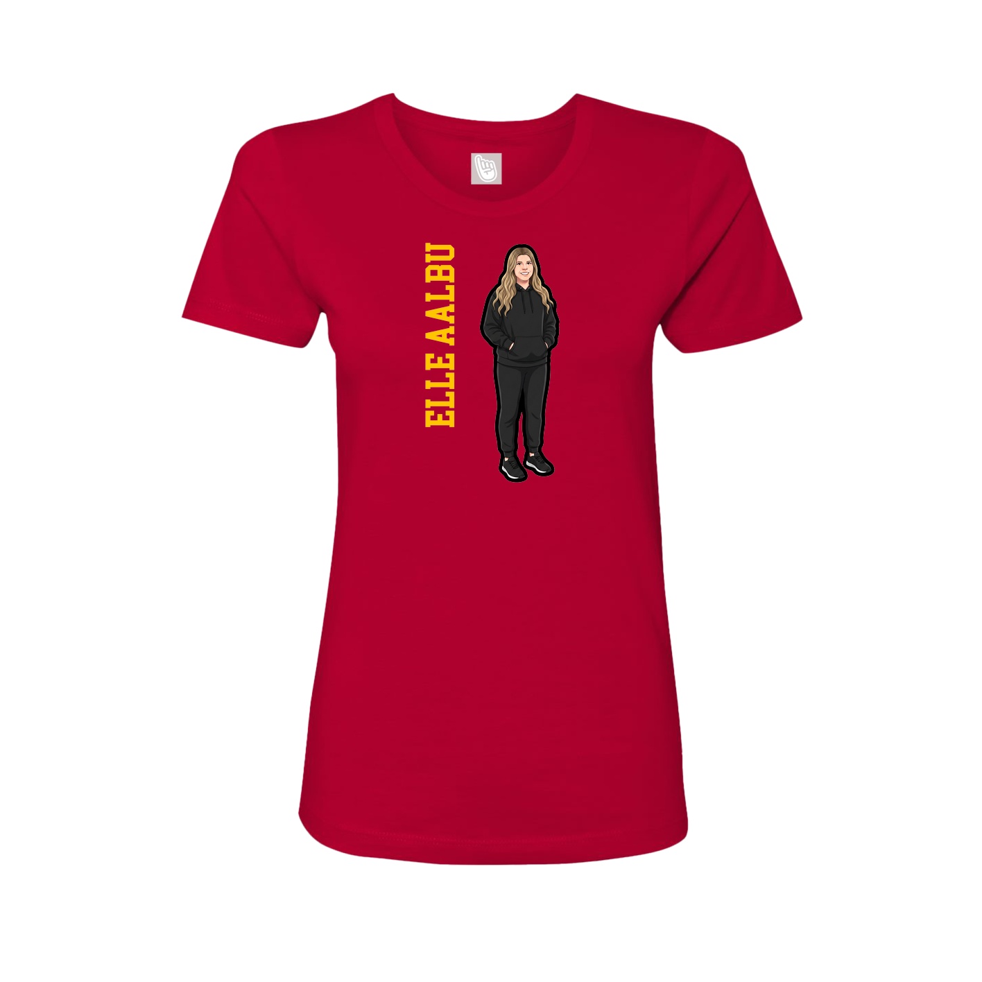Fitted Women's Tee — Name Vertical in Red