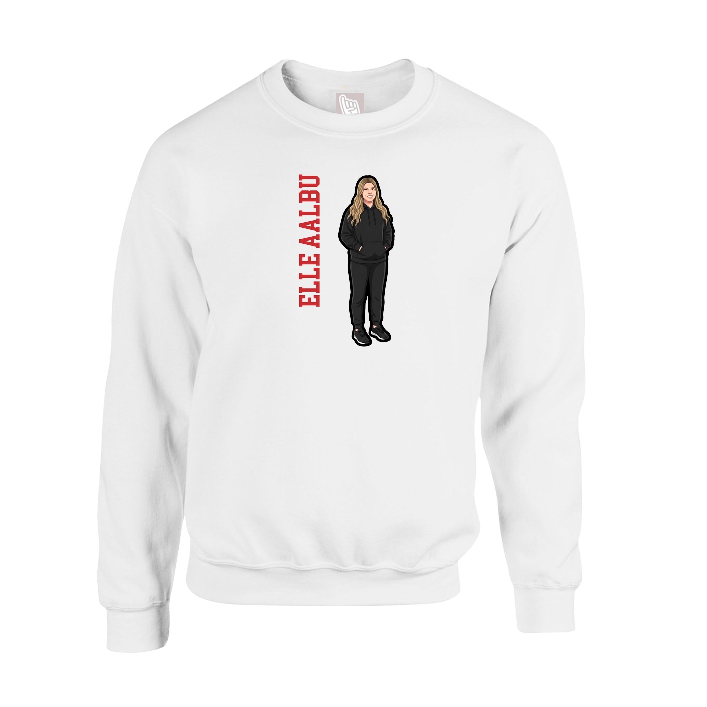Fleece Crew — Name Vertical in White
