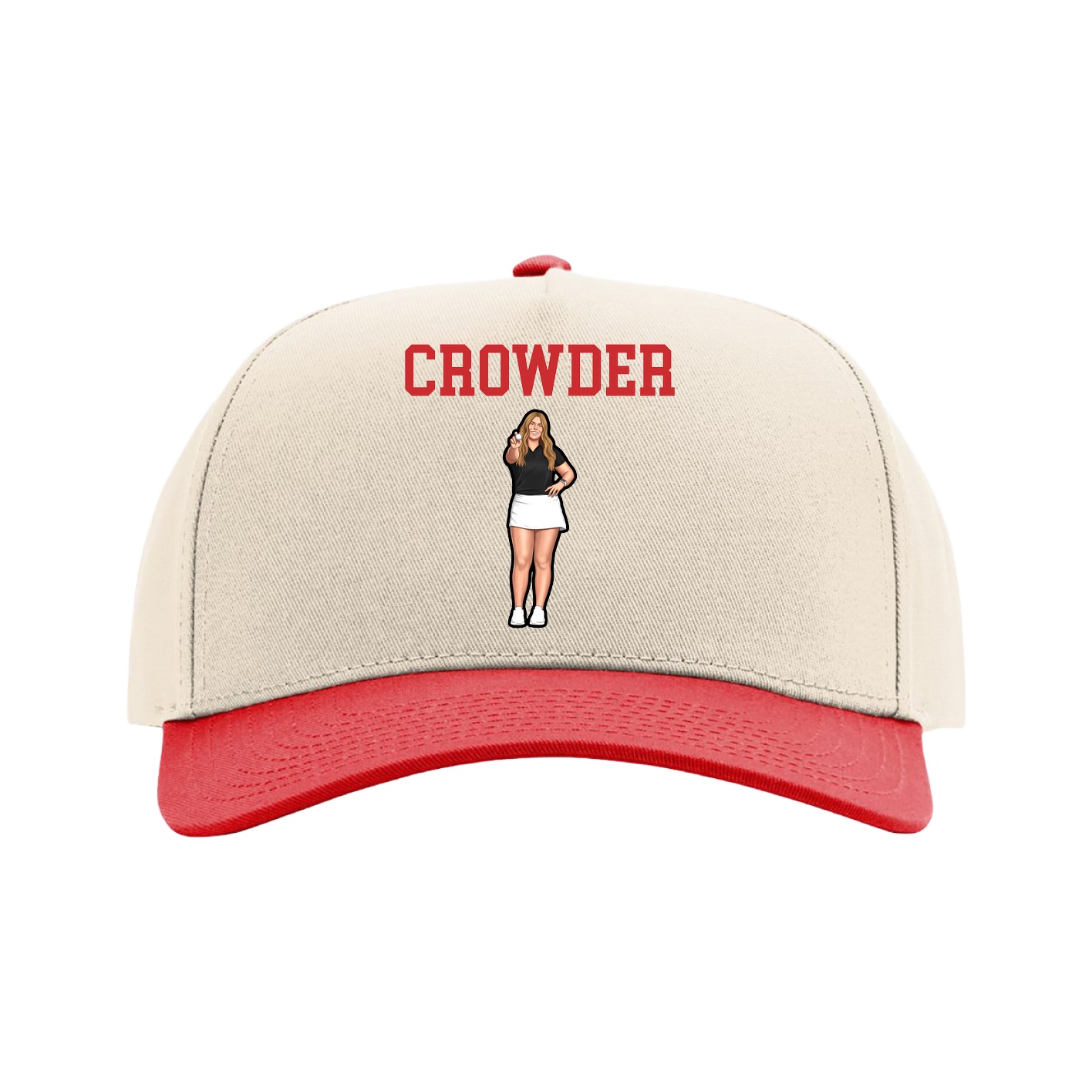 Full Fabric Five-Panel Champ Cap — Shirsey in Cream/Red