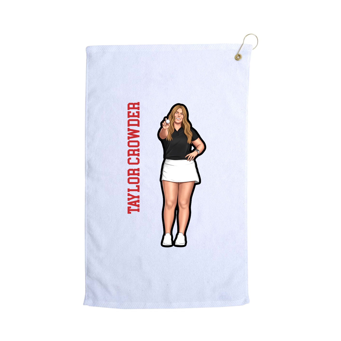 Golf Towel — Name Vertical in White