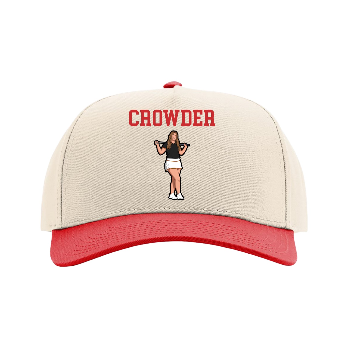 Full Fabric Five-Panel Champ Cap — Shirsey in Cream/Red