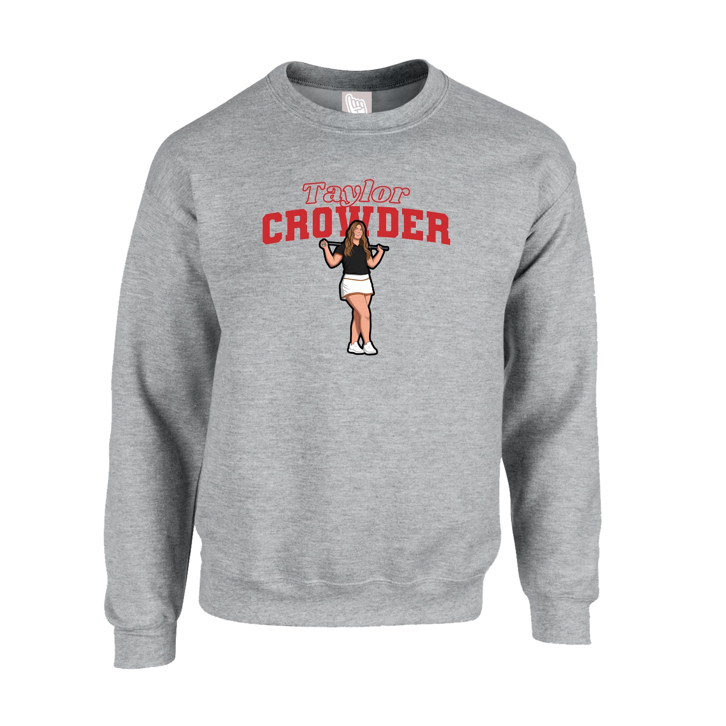 Fleece Crew — Name Arch in Grey