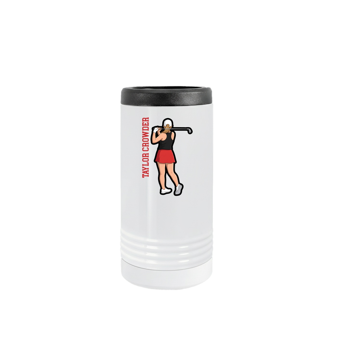 Slim Beverage Holder — Name Vertical in White