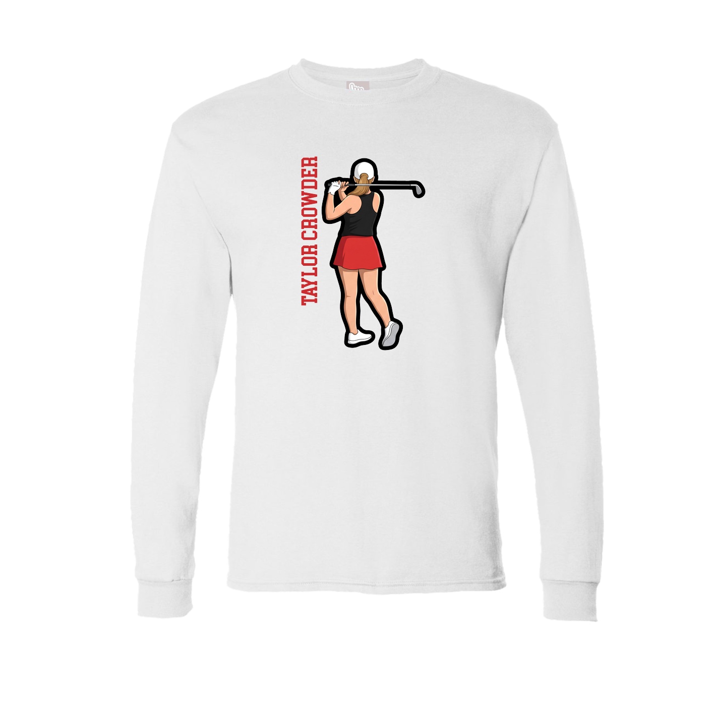 Long Sleeve Tee — Name Vertical in White