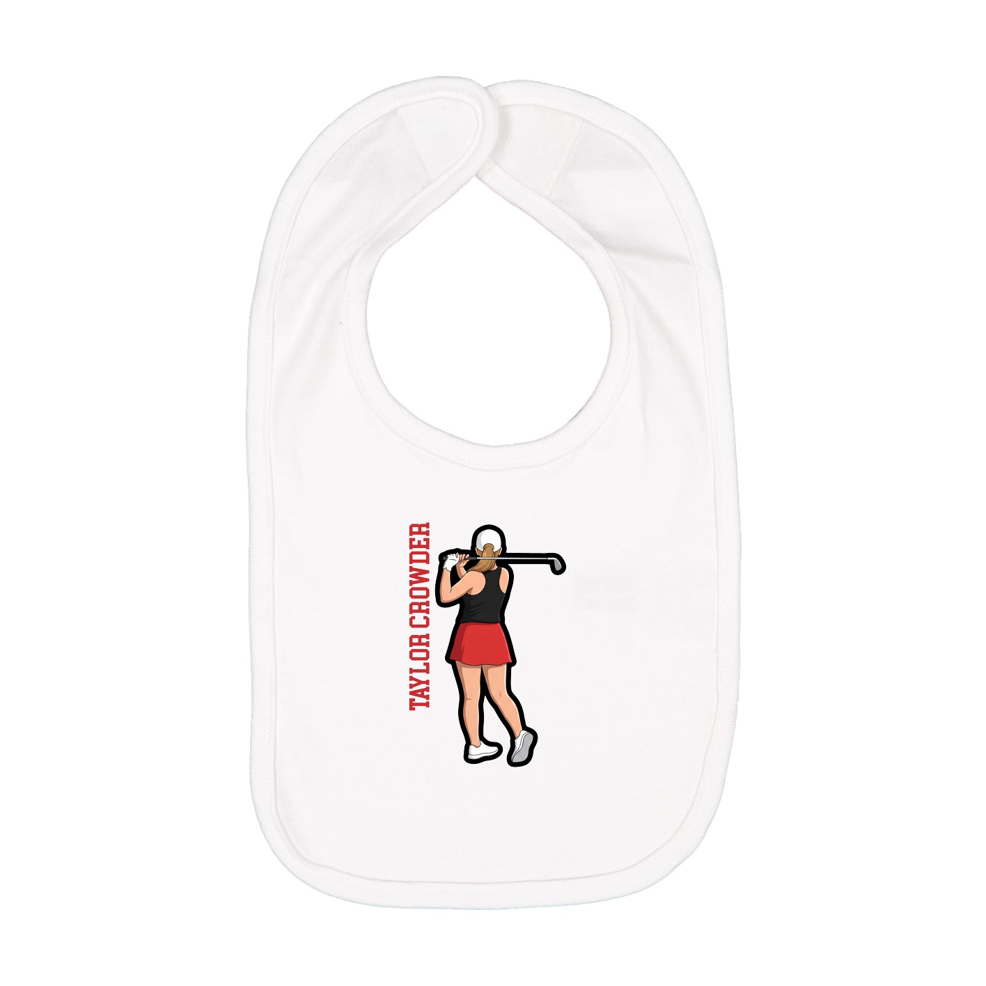 Infant Bib — Name Vertical in White