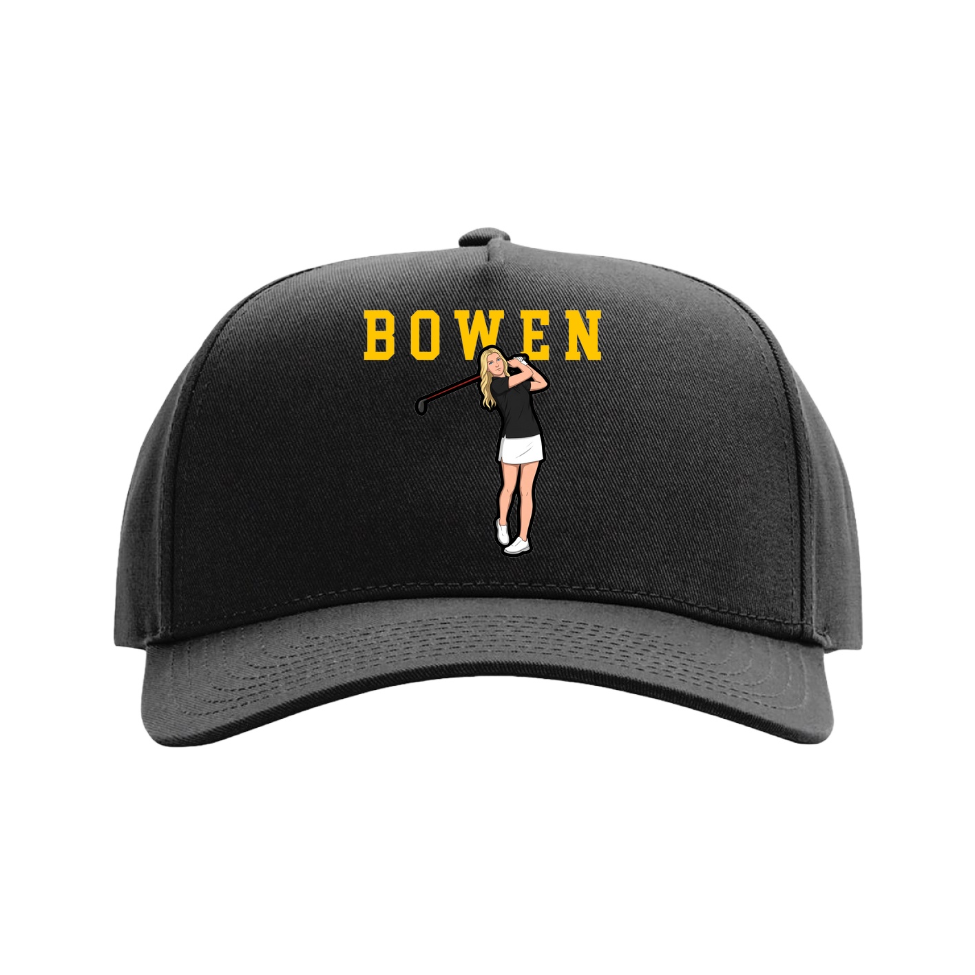 Full Fabric Five-Panel Champ Cap — Shirsey in Black
