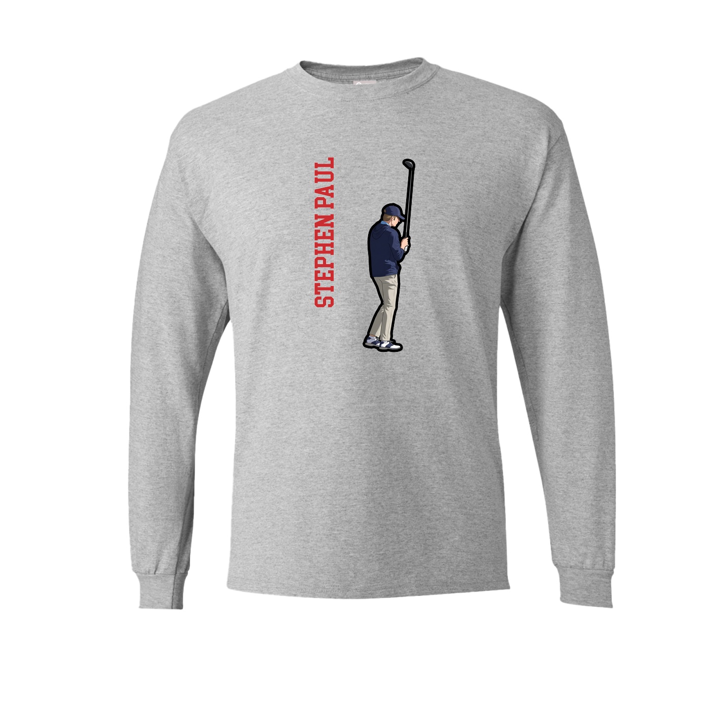 Long Sleeve Tee — Name Vertical in Grey