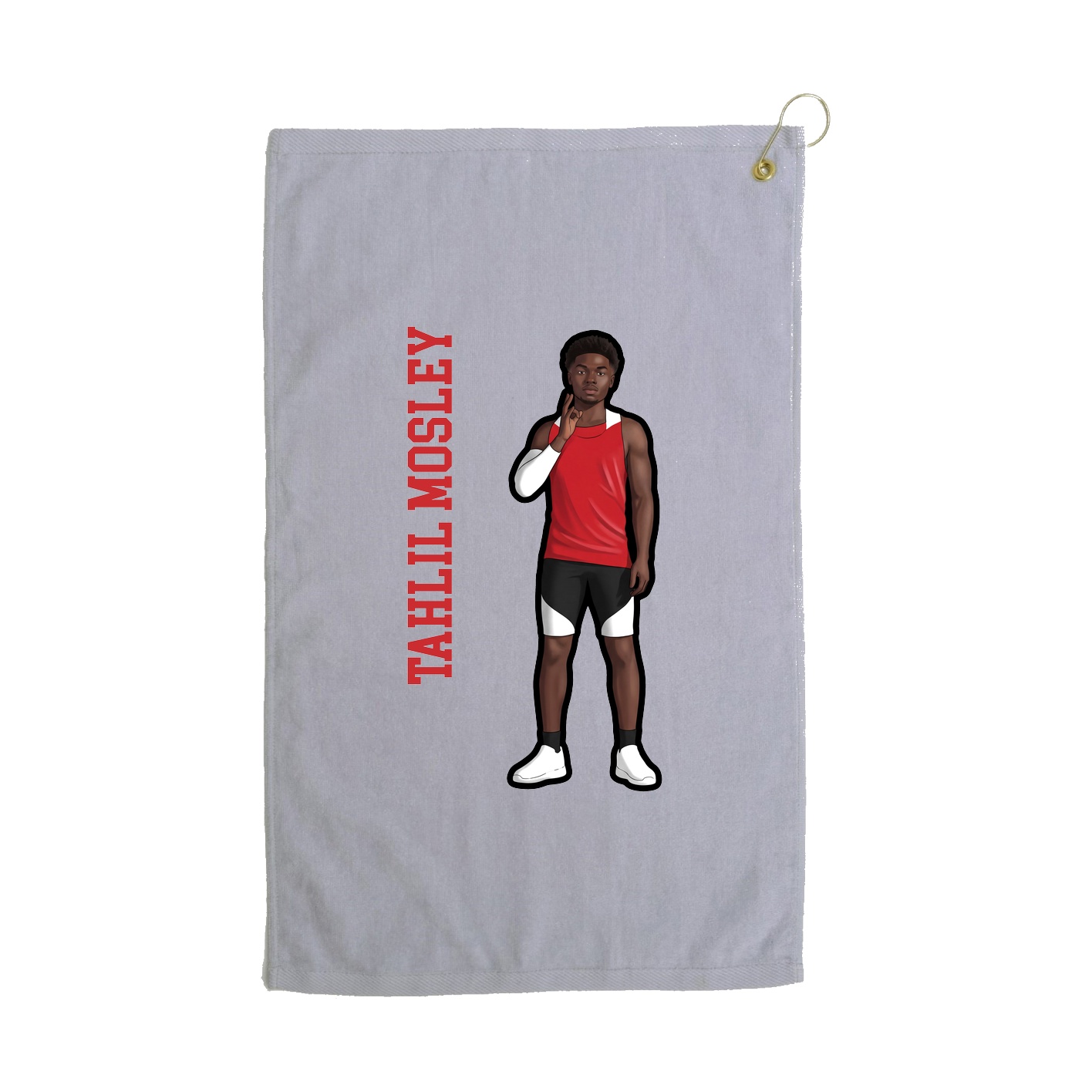 Golf Towel — Name Vertical in Grey