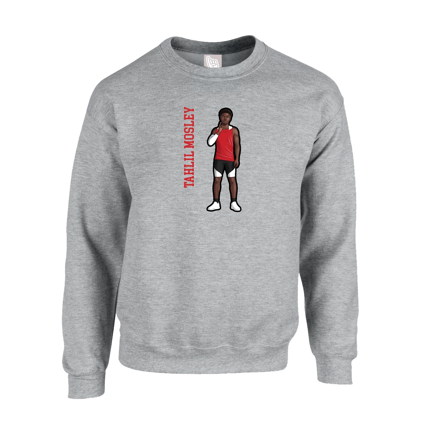 Fleece Crew — Name Vertical in Grey