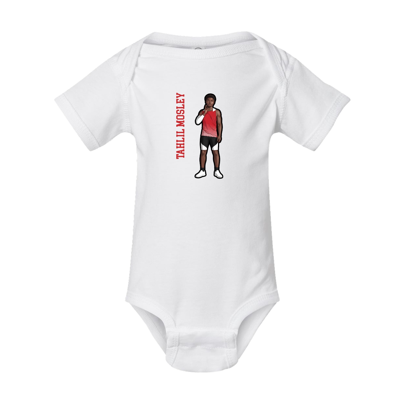 Baby Onesie — Name Vertical in White