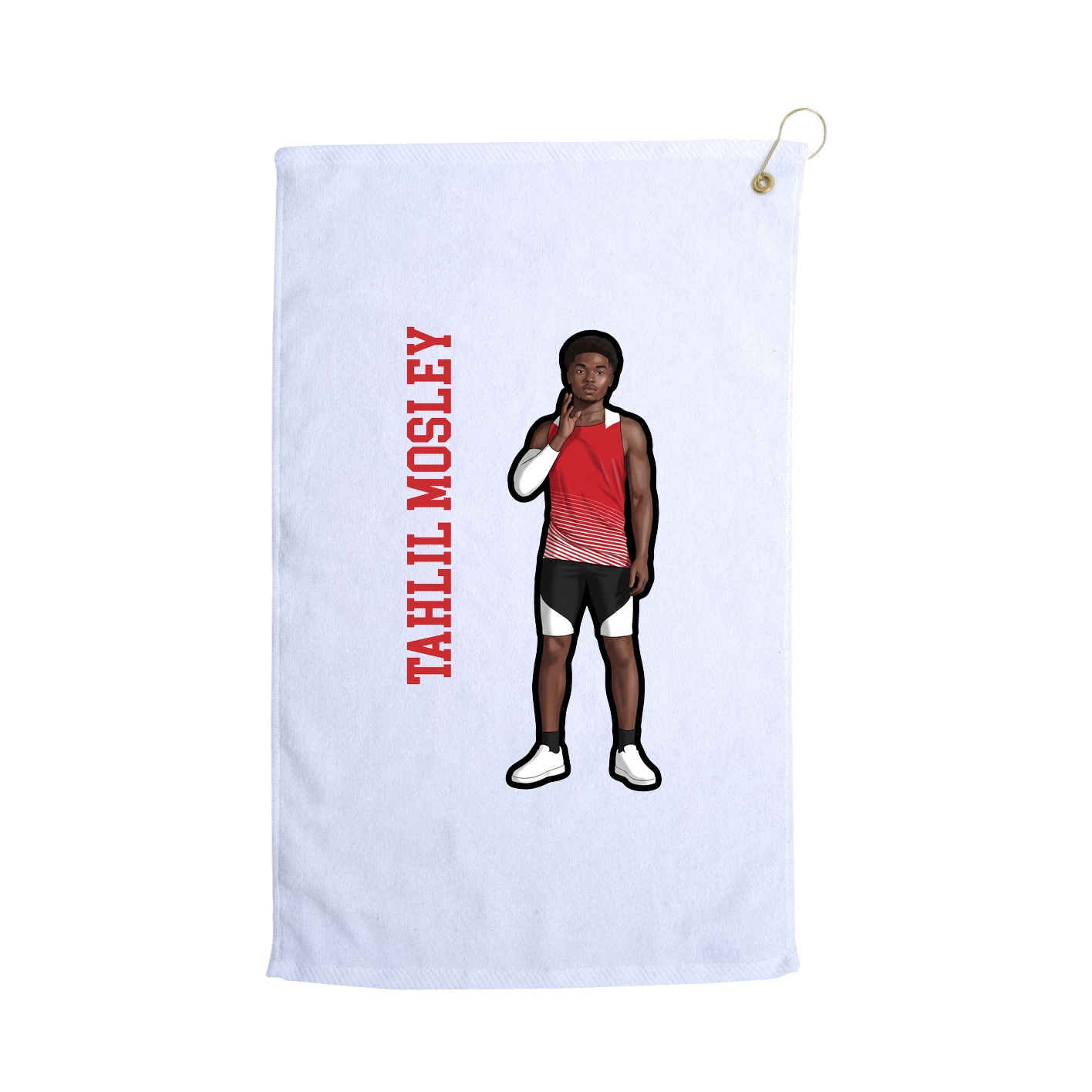 Golf Towel — Name Vertical in White