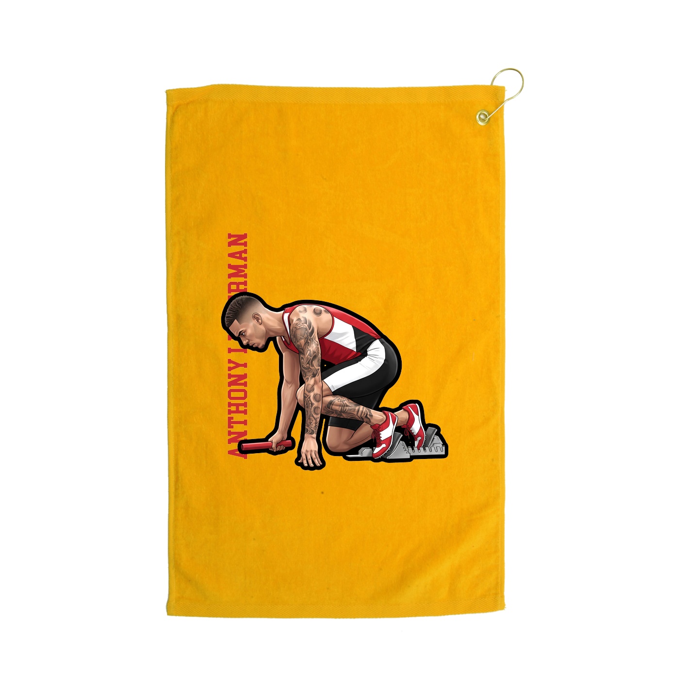 Golf Towel — Name Vertical in Gold