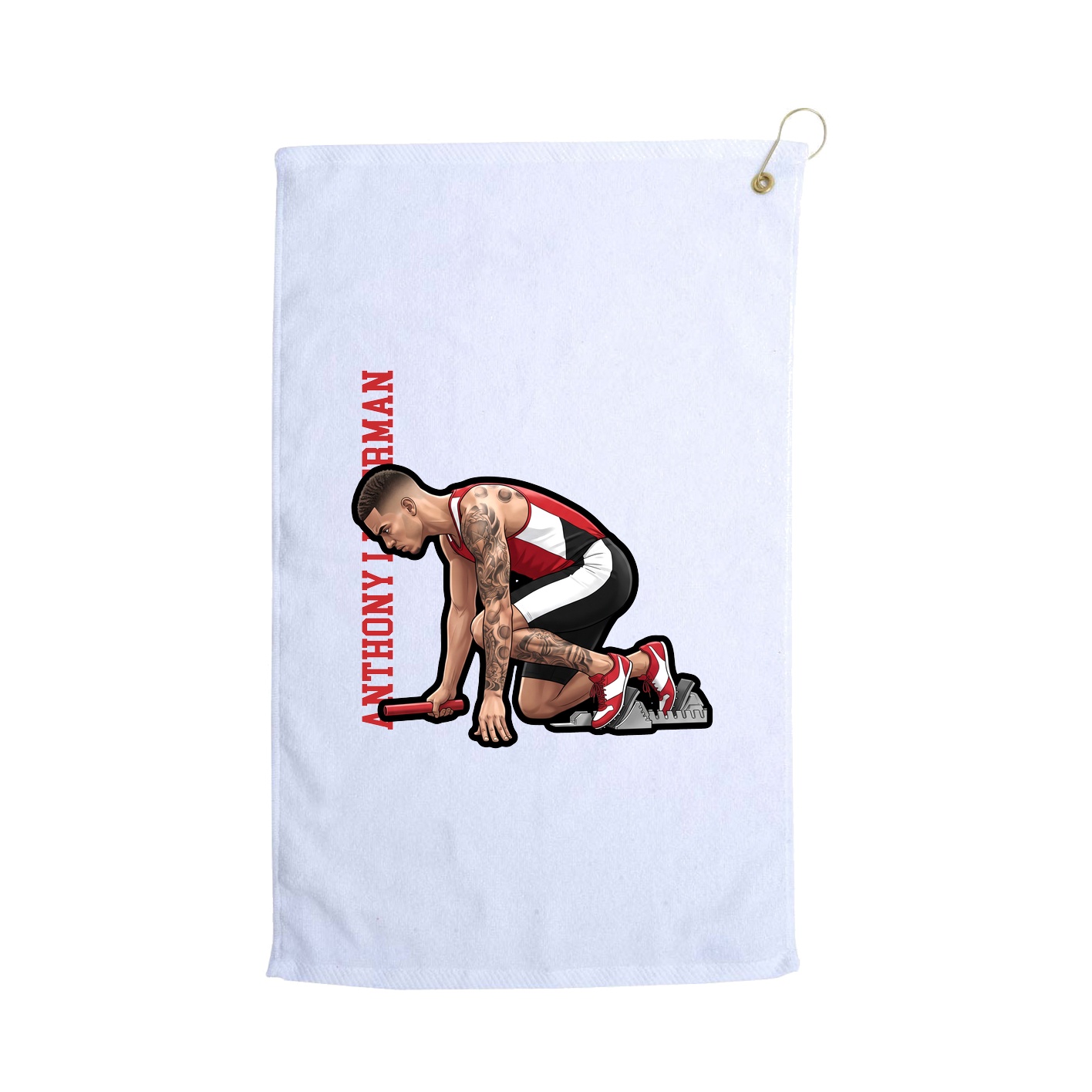 Golf Towel — Name Vertical in White