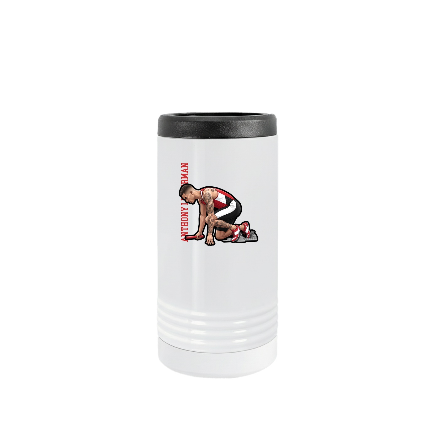 Slim Beverage Holder — Name Vertical in White