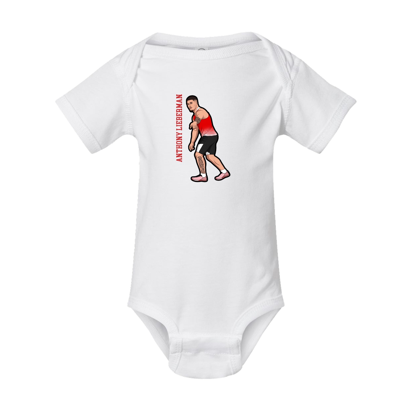 Baby Onesie — Name Vertical in White