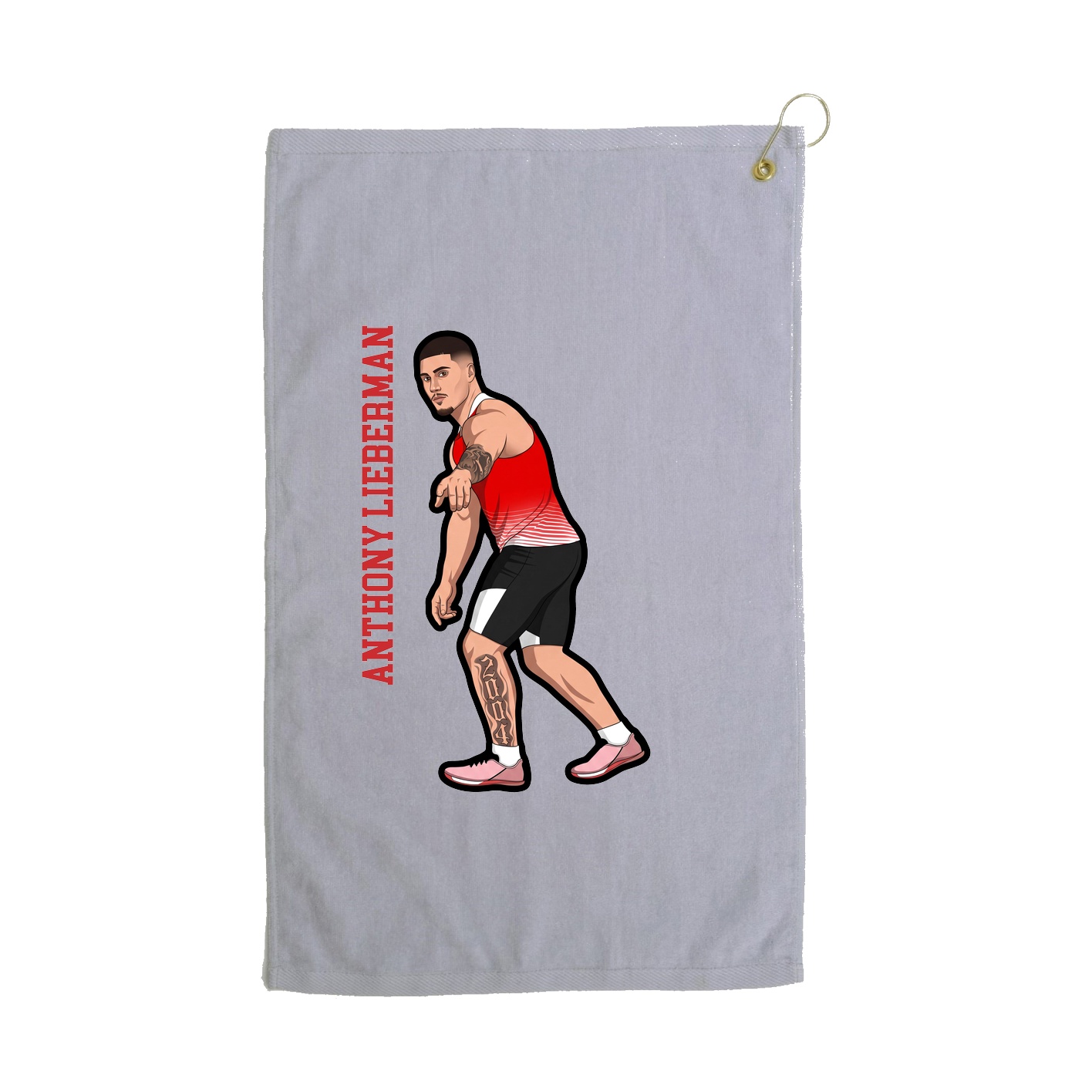 Golf Towel — Name Vertical in Grey