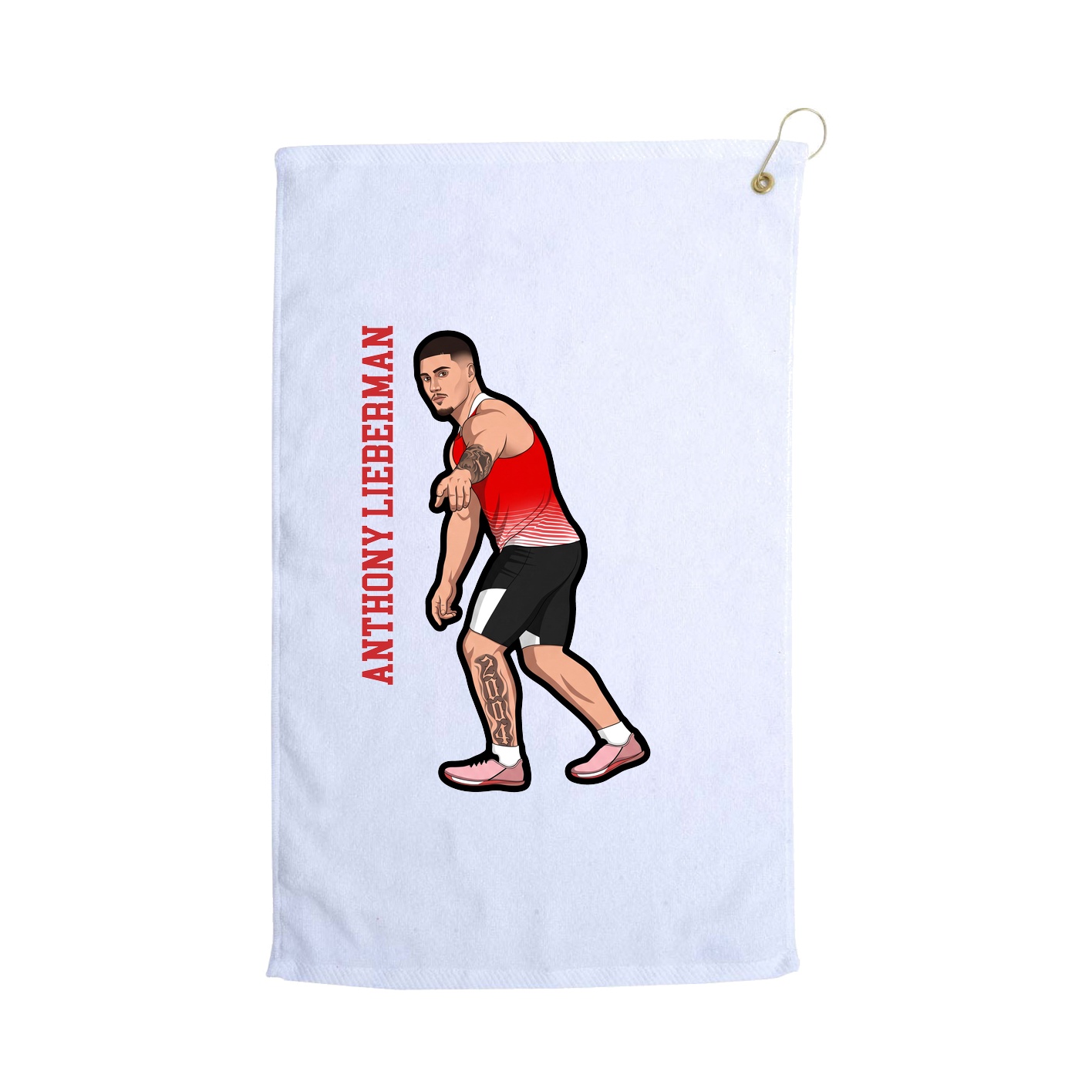 Golf Towel — Name Vertical in White