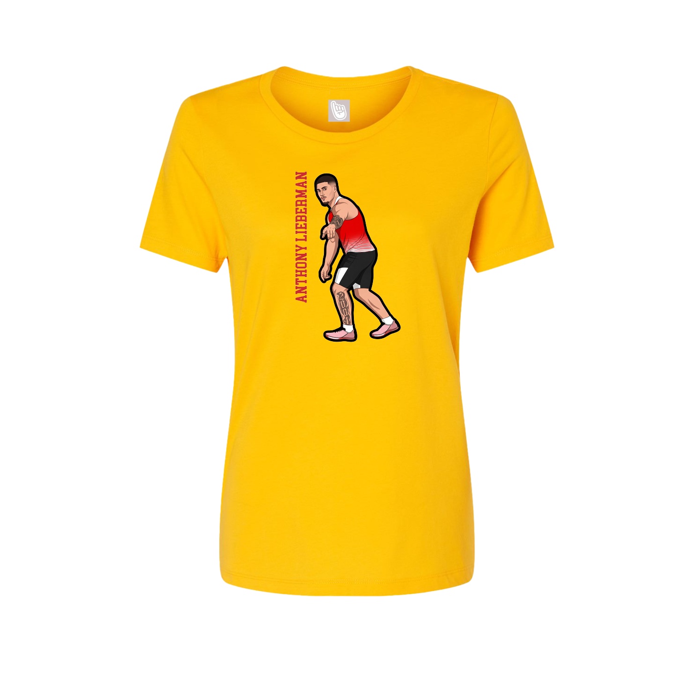 Womens Tee — Name Vertical in Gold