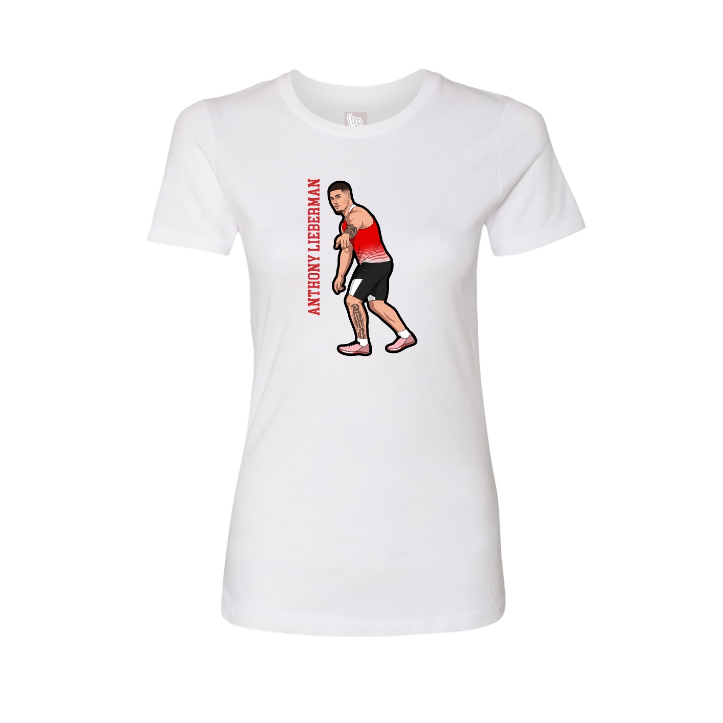 Fitted Women's Tee — Name Vertical in White