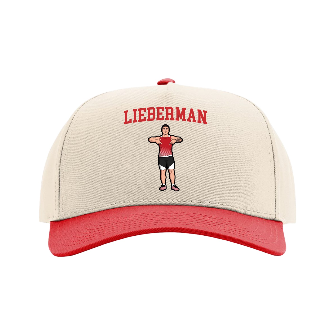 Full Fabric Five-Panel Champ Cap — Shirsey in Cream/Red