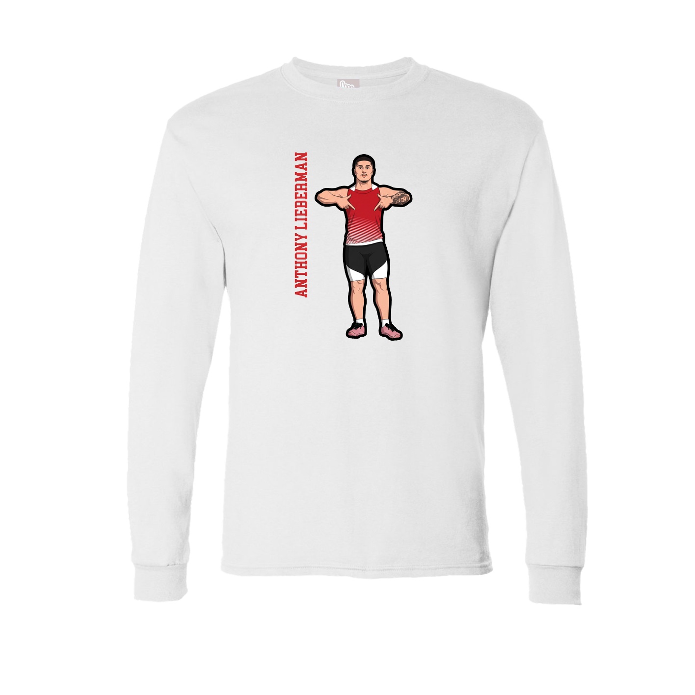 Long Sleeve Tee — Name Vertical in White