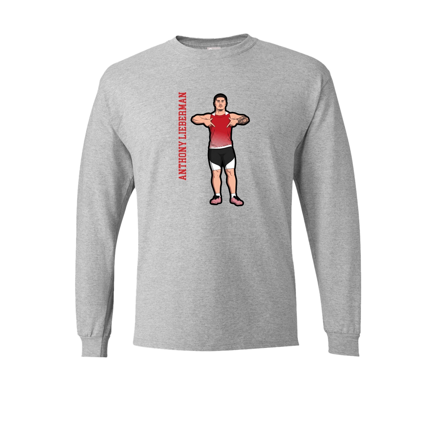 Long Sleeve Tee — Name Vertical in Grey