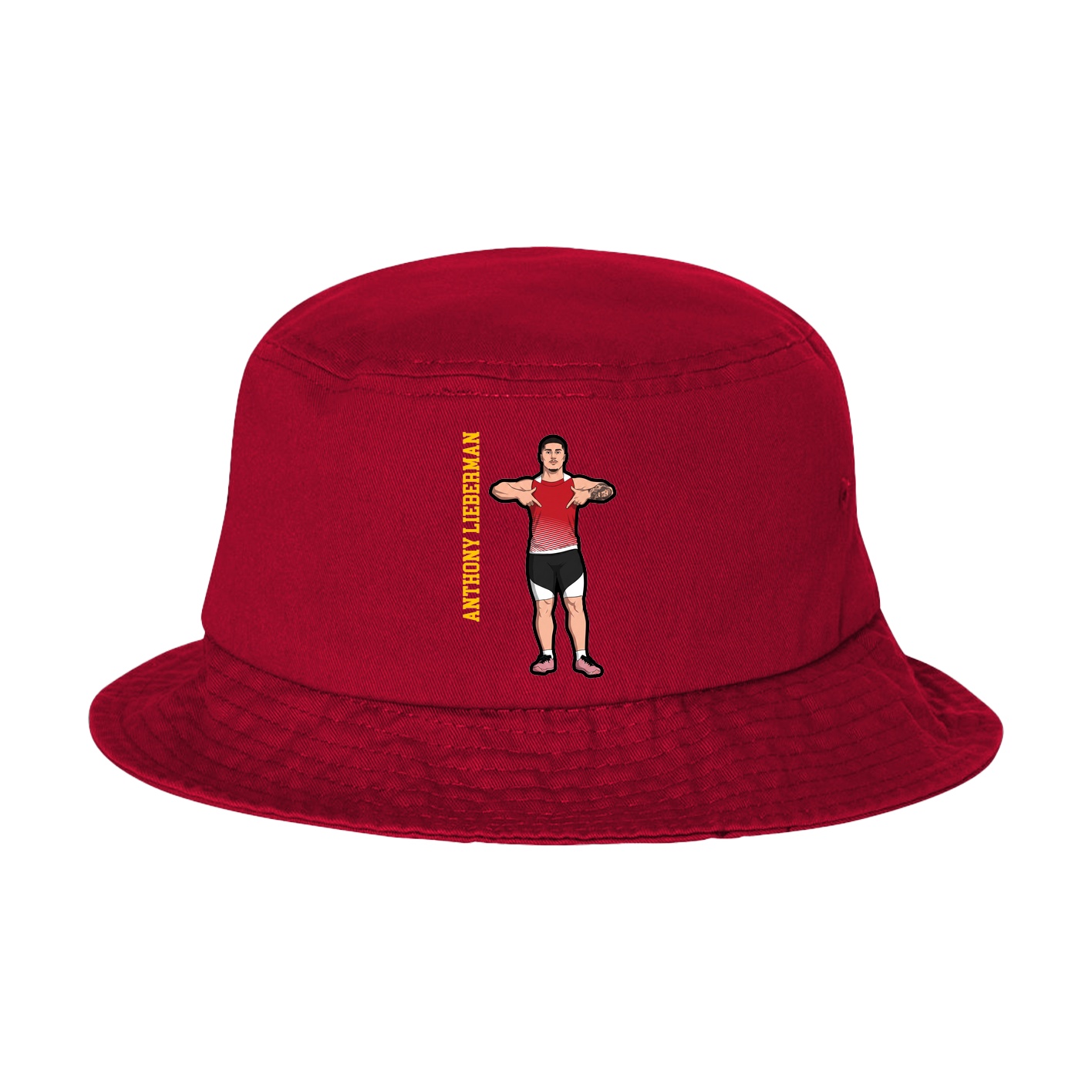 Bucket Cap — Name Vertical in Red