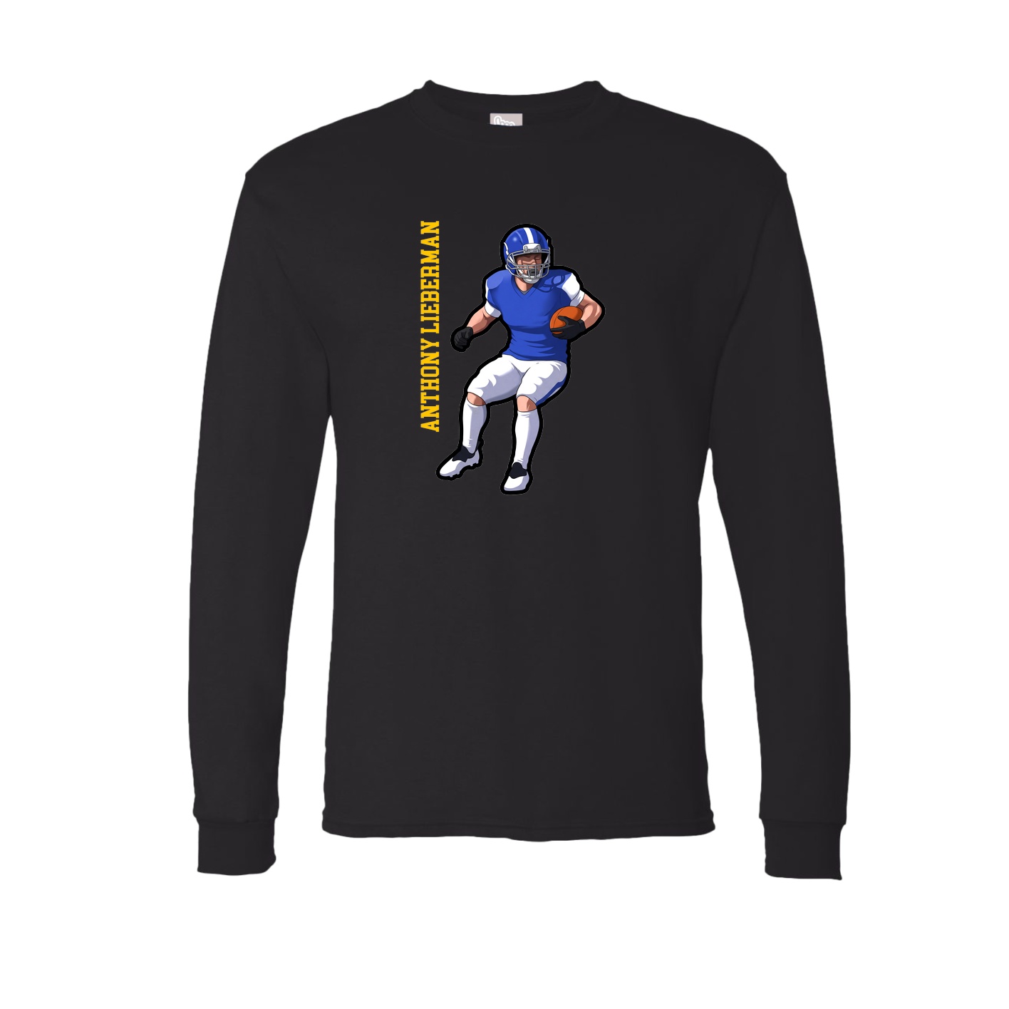 Long Sleeve Tee — Name Vertical in Black