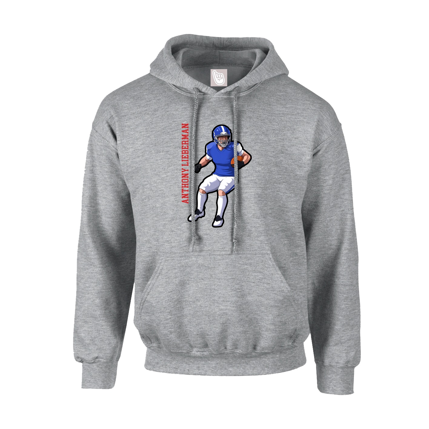 Hoodie — Name Vertical in Grey