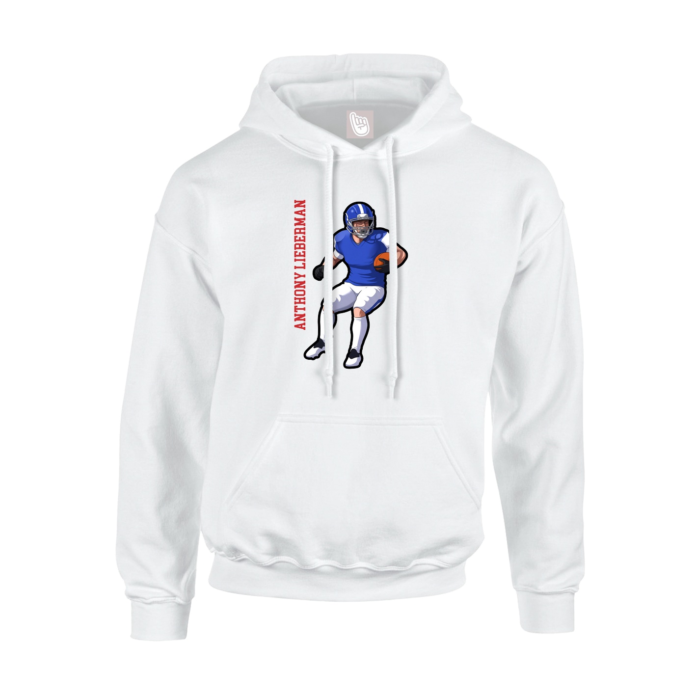 Youth Hoodie — Name Vertical in White