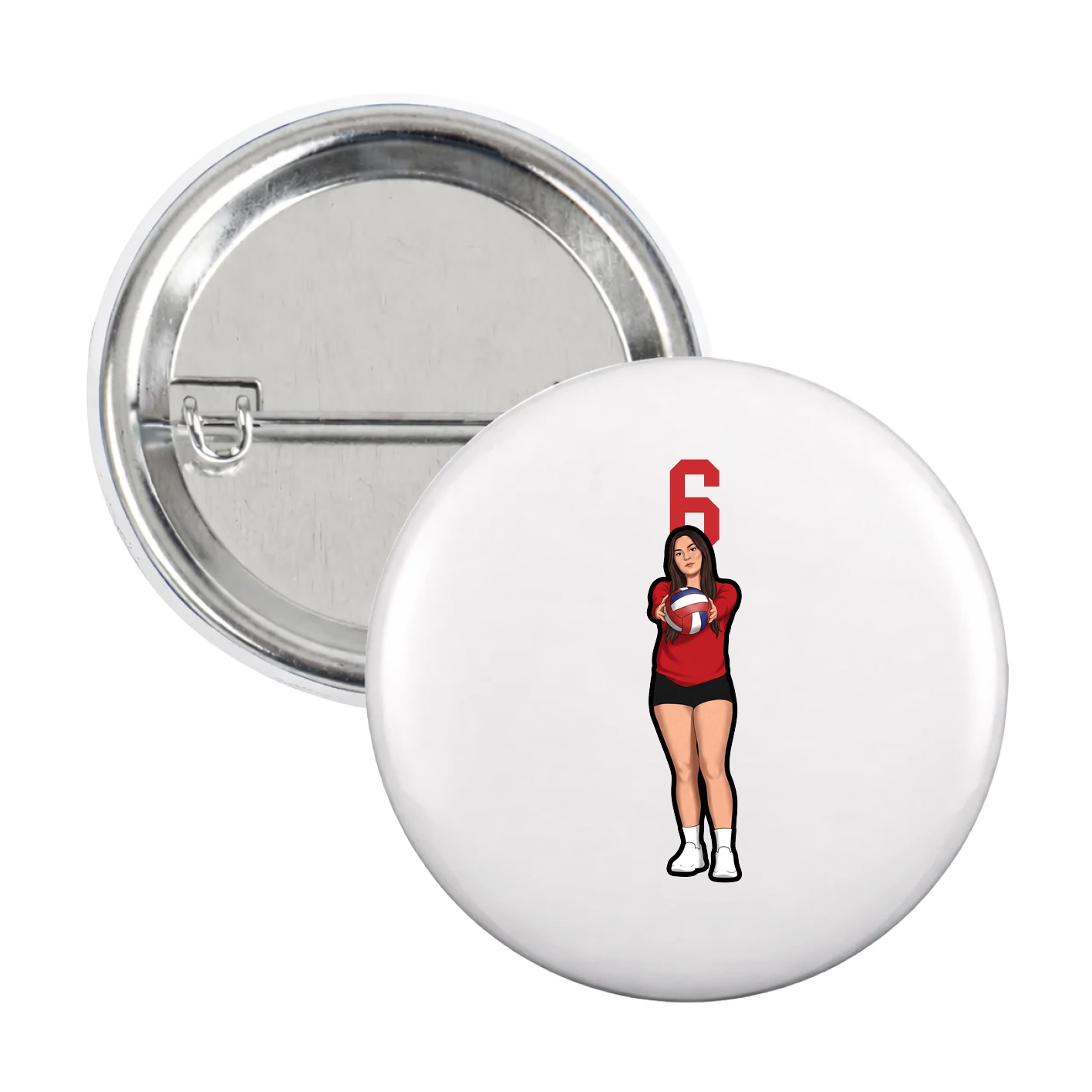 Game Day Button — Number Top in White