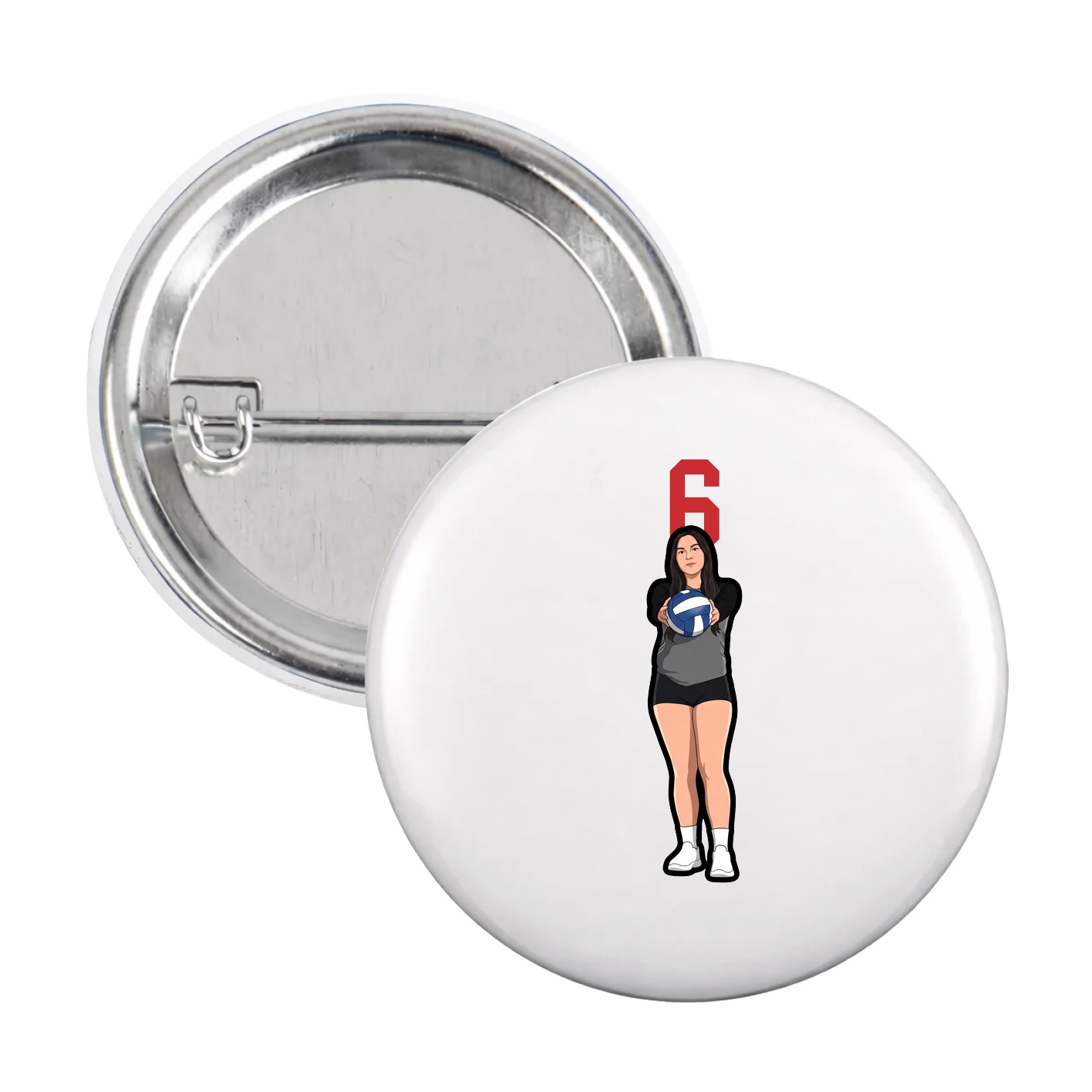 Game Day Button — Number Top in White