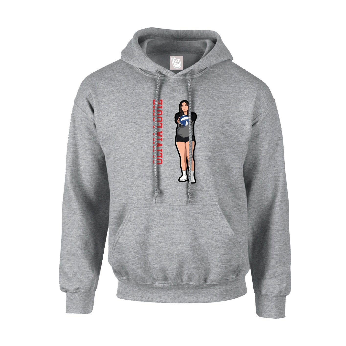 Youth Hoodie — Name Vertical in Grey