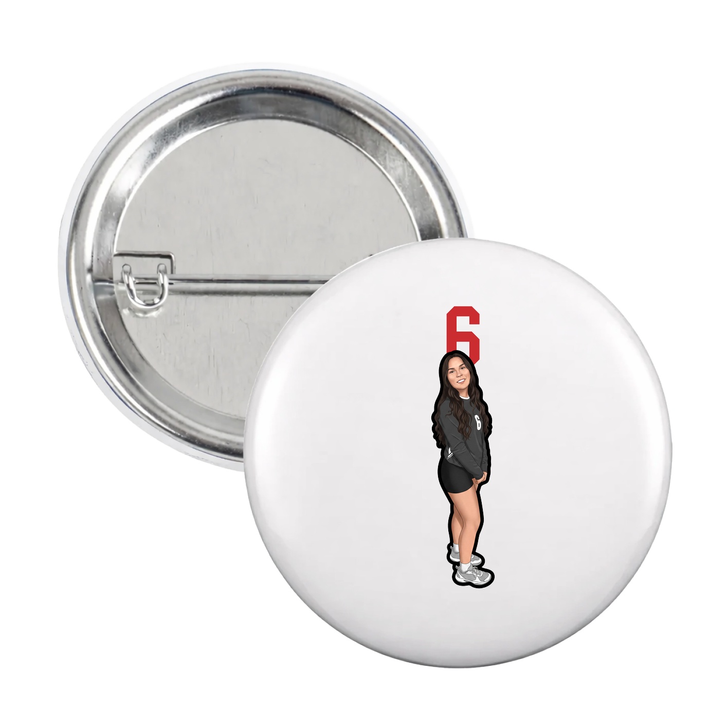 Game Day Button — Number Top in White