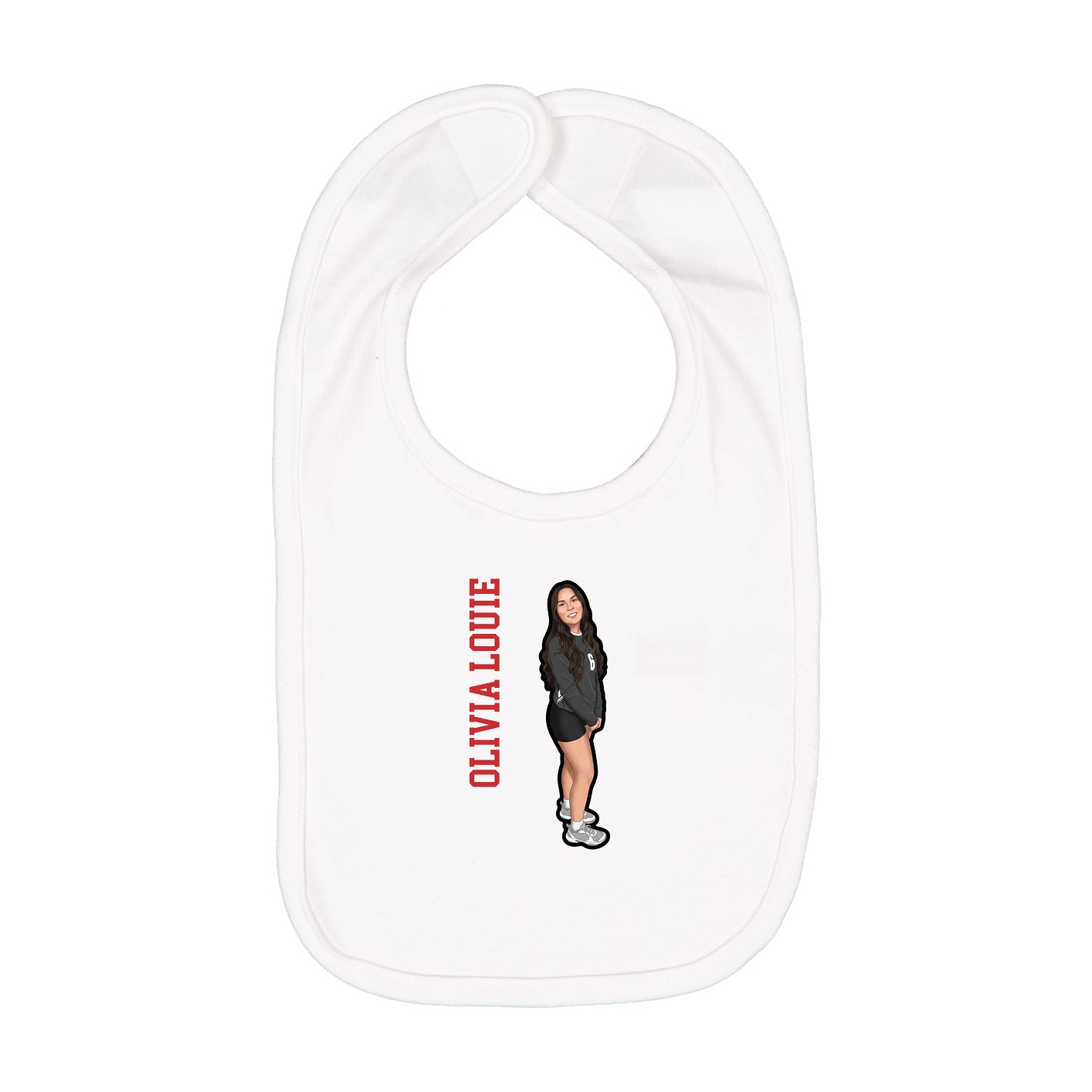Infant Bib — Name Vertical in White