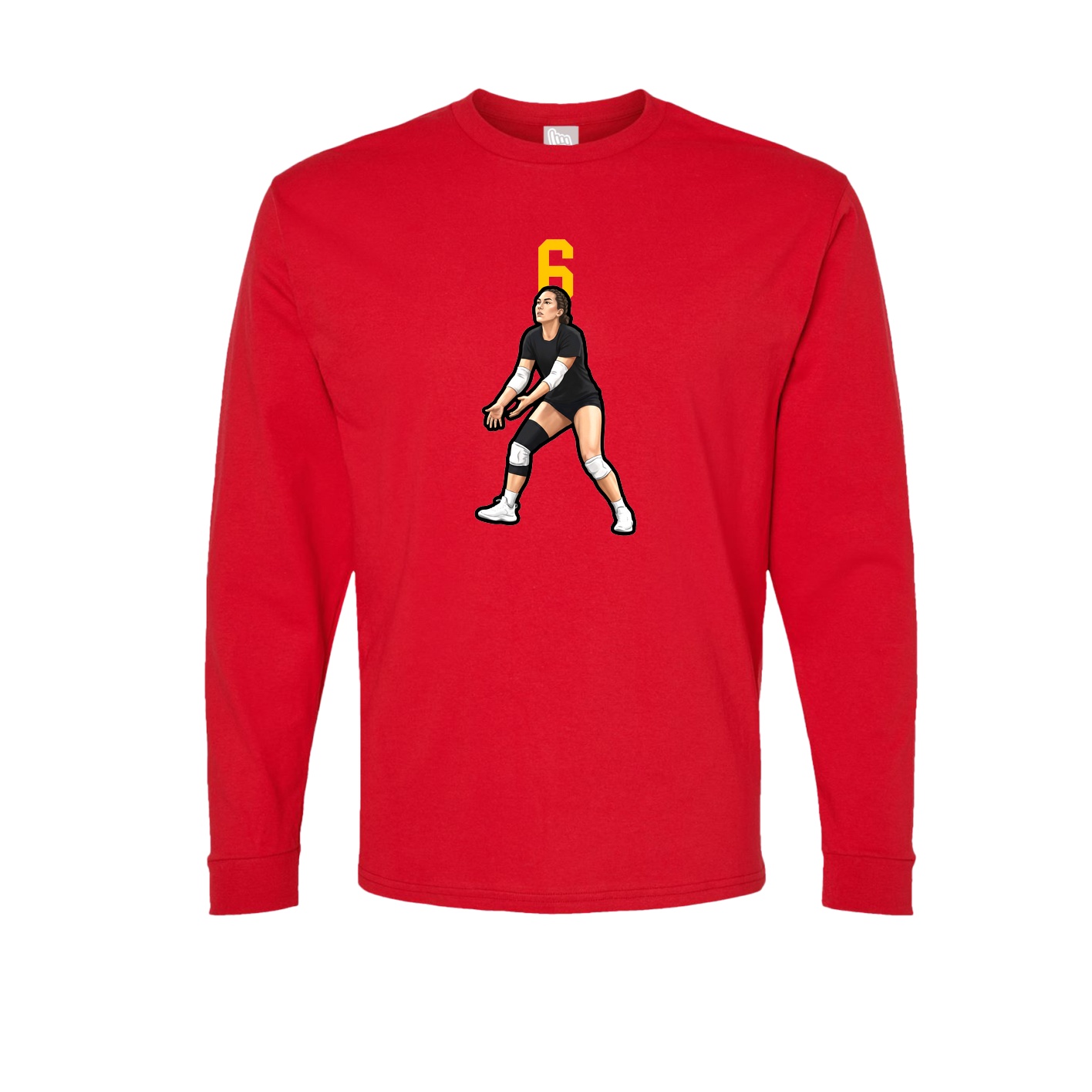 Long Sleeve Tee — Number Top in Red