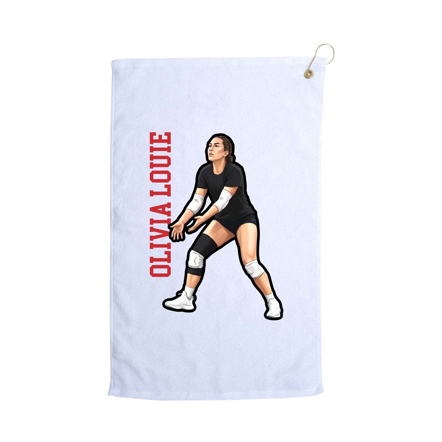 Golf Towel — Name Vertical in White