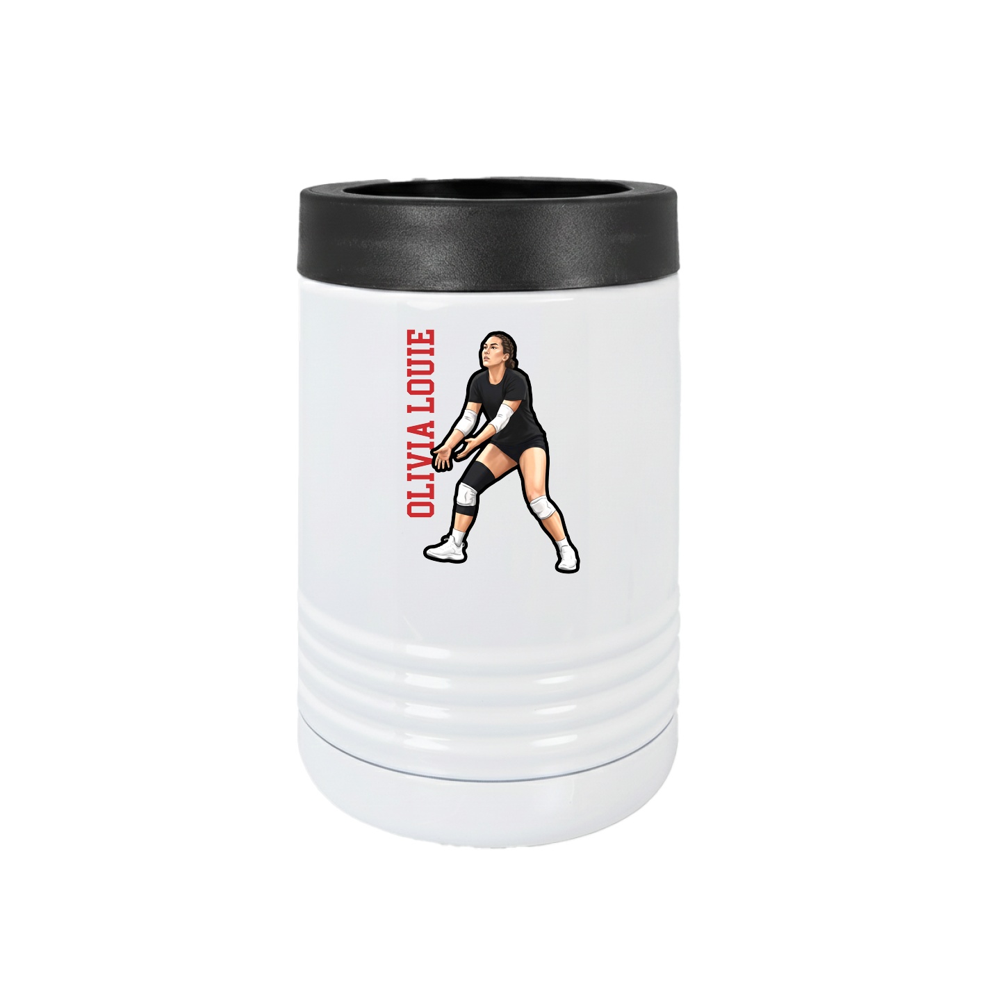 Beverage Holder — Name Vertical in White