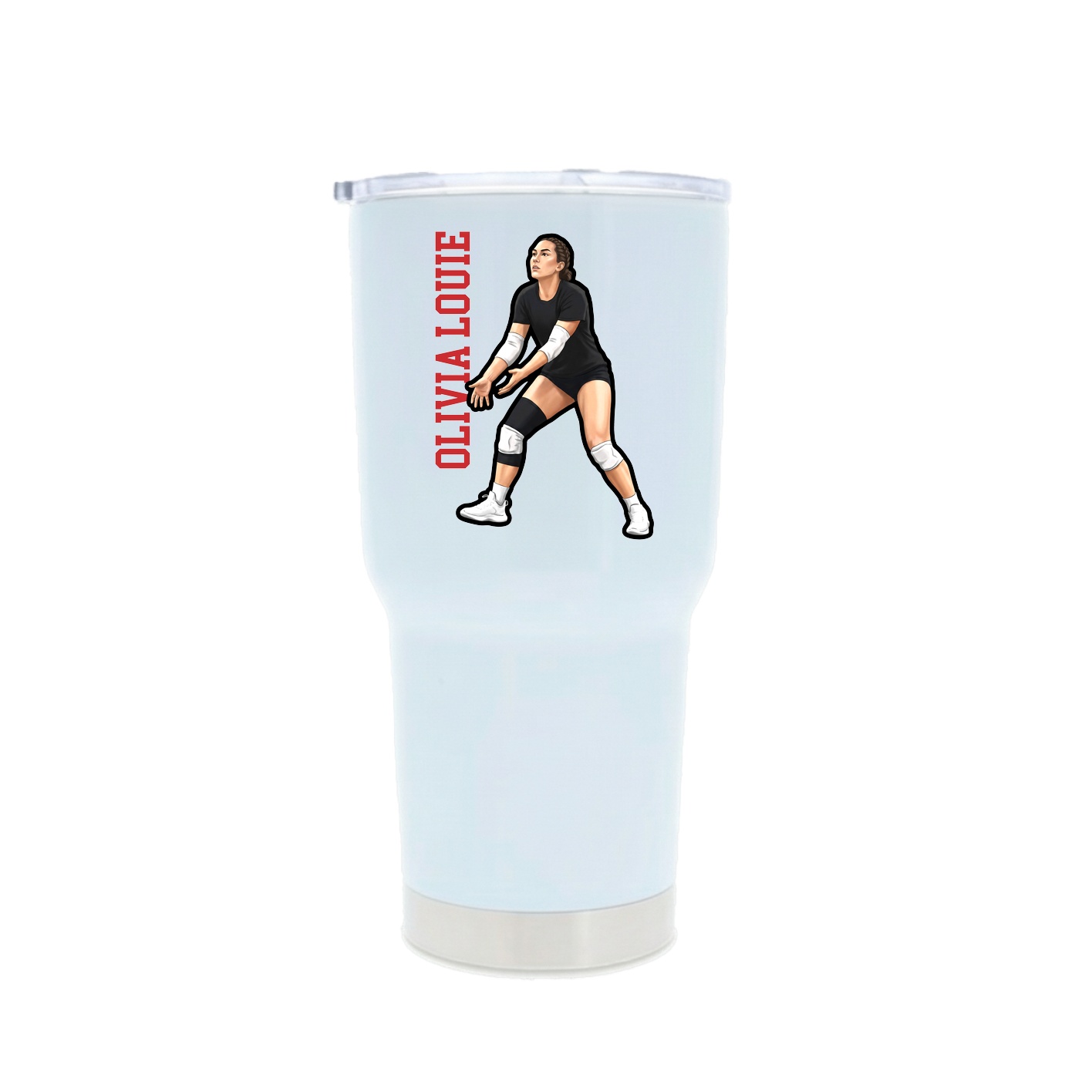 30oz Stainless Steel Tumbler — Name Vertical in White