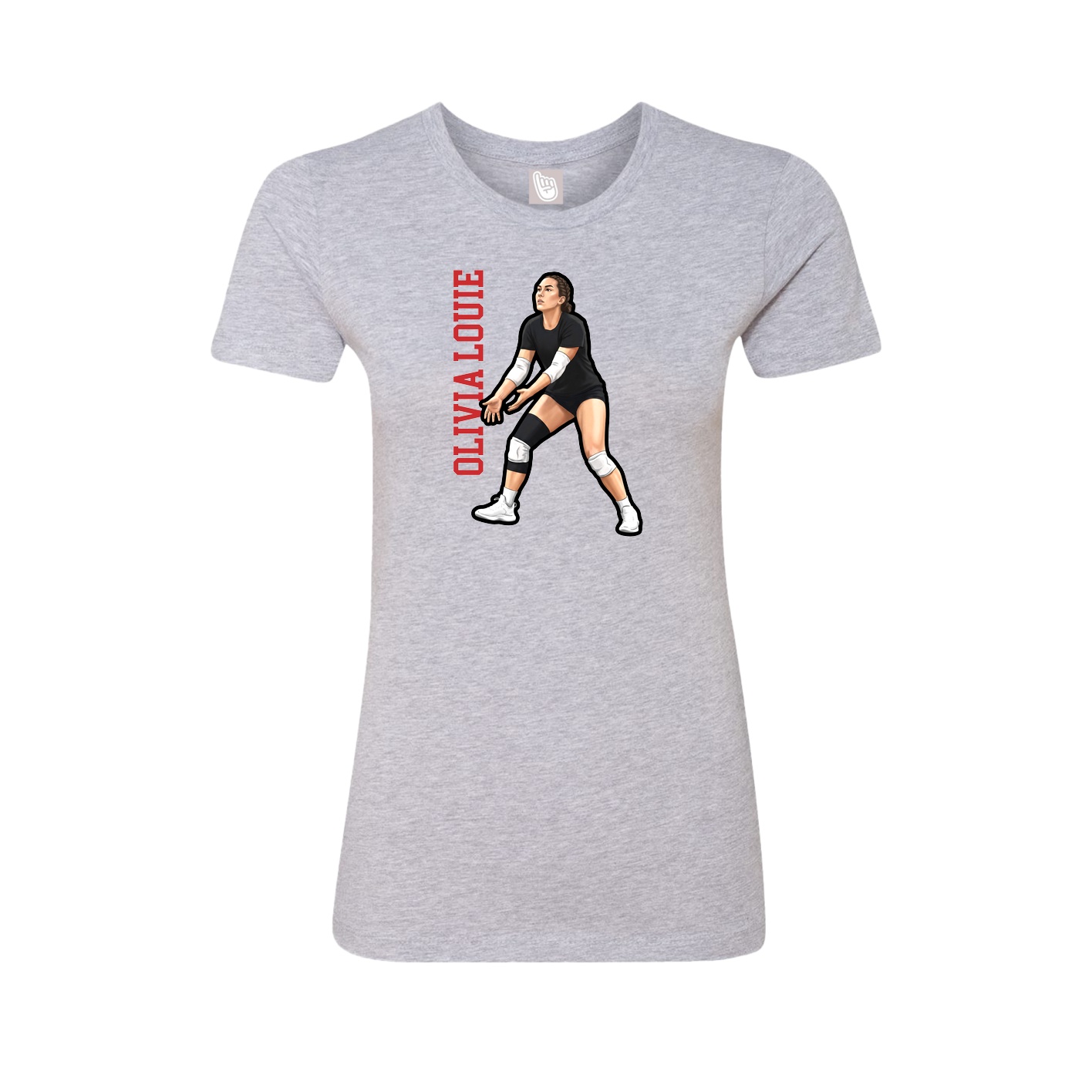 Womens Tee — Name Vertical in Grey