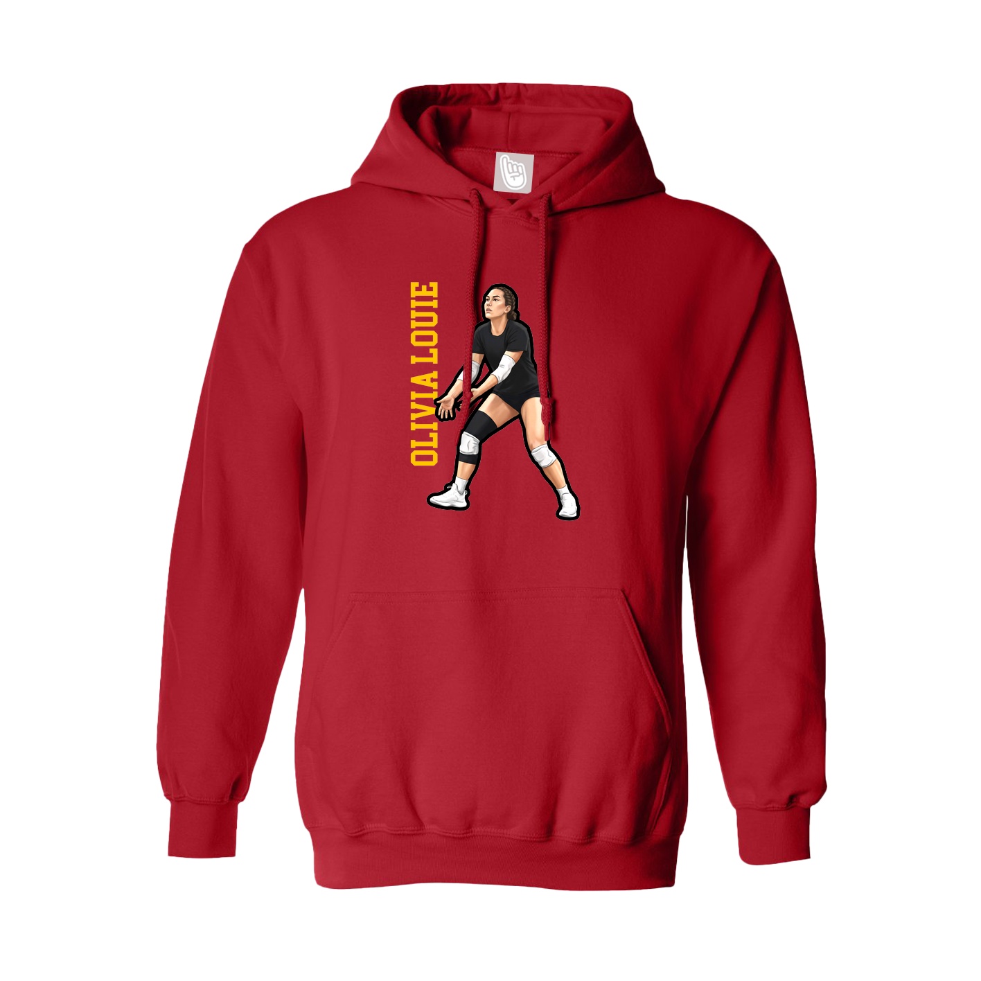 Youth Hoodie — Name Vertical in Red